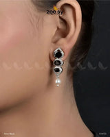 Eeshta Earrings Silver Black Earrings - Zeesy Jewellery Pakistan