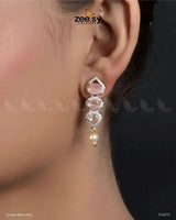 Eeshta Earrings Golden Mint Pink Earrings - Zeesy Jewellery Pakistan