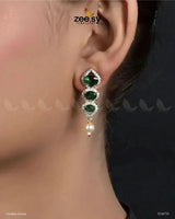 Eeshta Earrings Golden Green Earrings - Zeesy Jewellery Pakistan