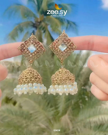 Ethnic Jhumki Earrings Antique Pearl Earrings - Zeesy Jewellery Pakistan | Premium Artificial & Imitation Jewellery