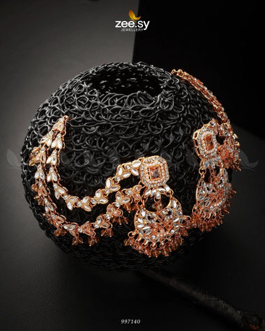 Florendil Earrings Golden Champagne Earrings - Zeesy Jewellery Pakistan | Premium Artificial & Imitation Jewellery
