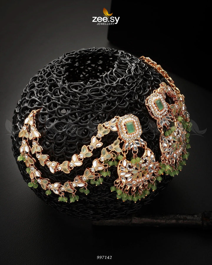 Florendil Earrings Golden Mint Green Earrings - Zeesy Jewellery Pakistan | Premium Artificial & Imitation Jewellery
