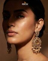 Traditional Gems Pearl Drop Earrings Earrings - Zeesy Jewellery Pakistan | Premium Artificial & Imitation Jewellery