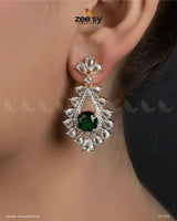 Aster Earrings Golden Emerald Green Earrings - Zeesy Jewellery Pakistan | Premium Artificial & Imitation Jewellery
