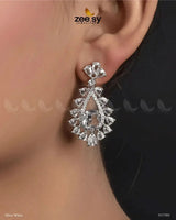 Aster Earrings Silver White Earrings - Zeesy Jewellery Pakistan | Premium Artificial & Imitation Jewellery
