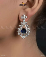 Aster Earrings Silver Blue Earrings - Zeesy Jewellery Pakistan | Premium Artificial & Imitation Jewellery