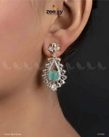 Aster Earrings Golden Mint Green Earrings - Zeesy Jewellery Pakistan | Premium Artificial & Imitation Jewellery