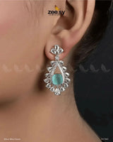 Aster Earrings Silver Mint Green Earrings - Zeesy Jewellery Pakistan | Premium Artificial & Imitation Jewellery
