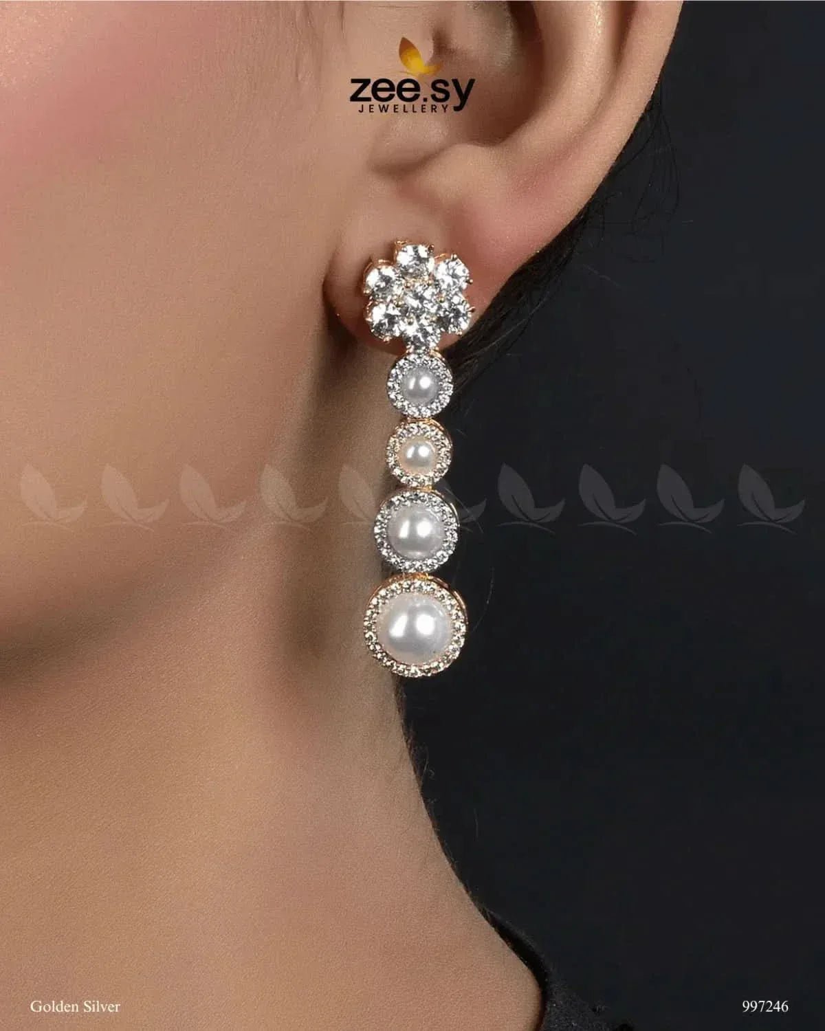 Vyom Earrings Golden Silver Earrings - Zeesy Jewellery Pakistan | Premium Artificial & Imitation Jewellery