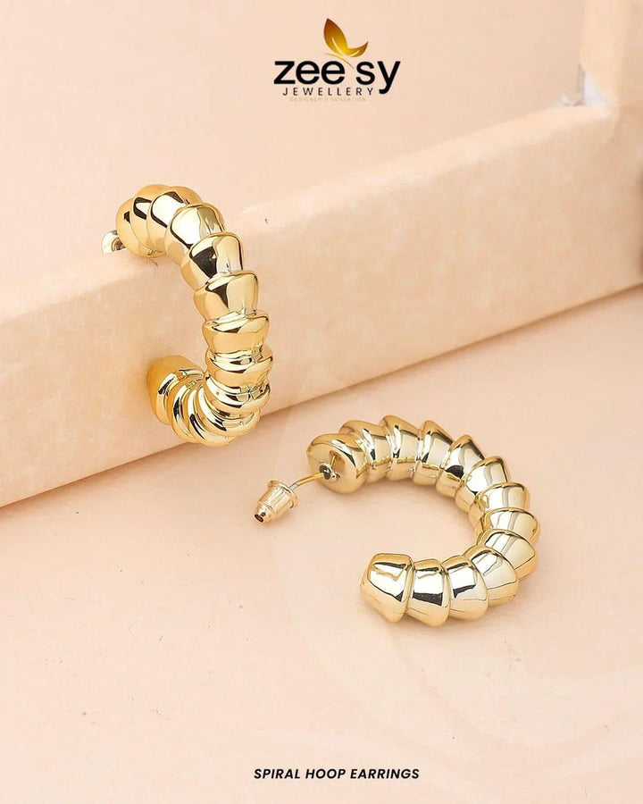 Spiral Hoop Earrings Golden Earrings - Zeesy Jewellery Pakistan | Premium Artificial & Imitation Jewellery