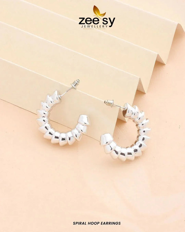 Spiral Hoop Earrings Silver Earrings - Zeesy Jewellery Pakistan | Premium Artificial & Imitation Jewellery