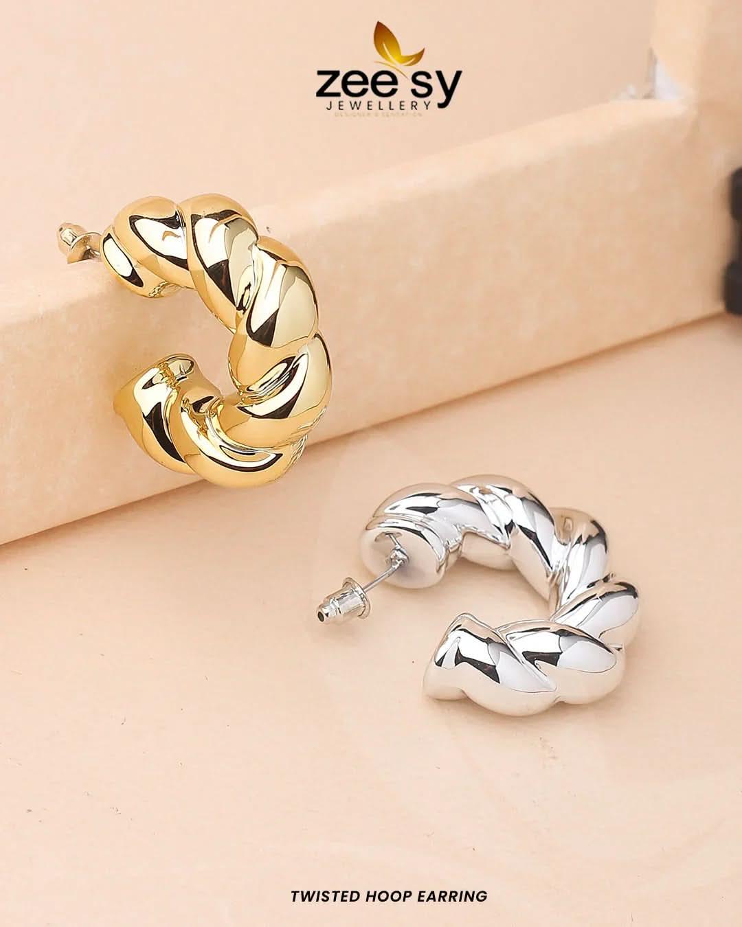 Twisted Hoop Earring Earrings - Zeesy Jewellery Pakistan | Premium Artificial & Imitation Jewellery