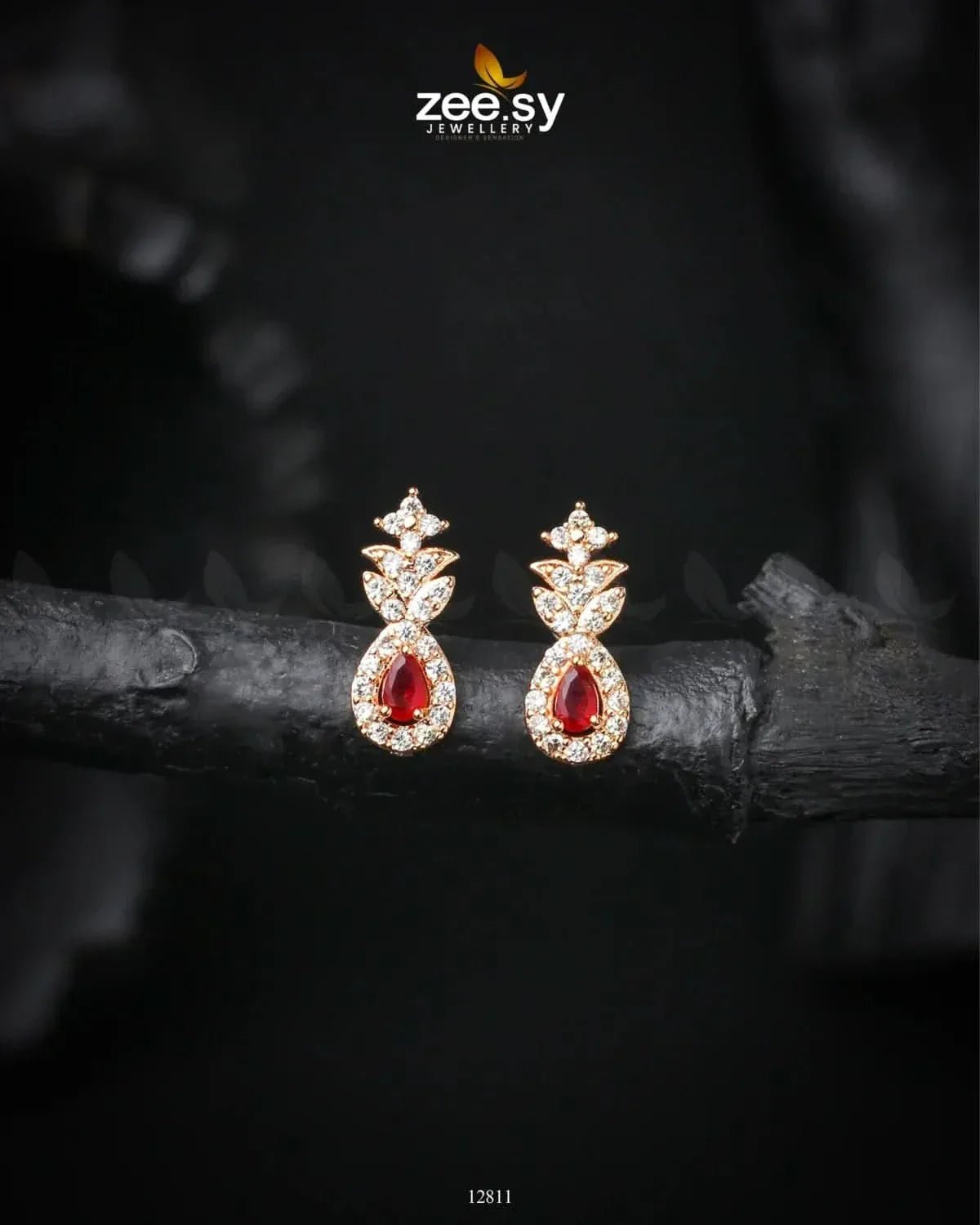 Diana's Earrings Golden Red Earrings - Zeesy Jewellery Pakistan | Premium Artificial & Imitation Jewellery