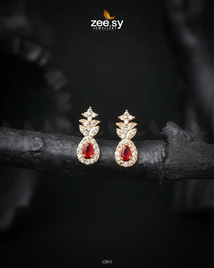 Diana's Earrings Golden Red Earrings - Zeesy Jewellery Pakistan | Premium Artificial & Imitation Jewellery
