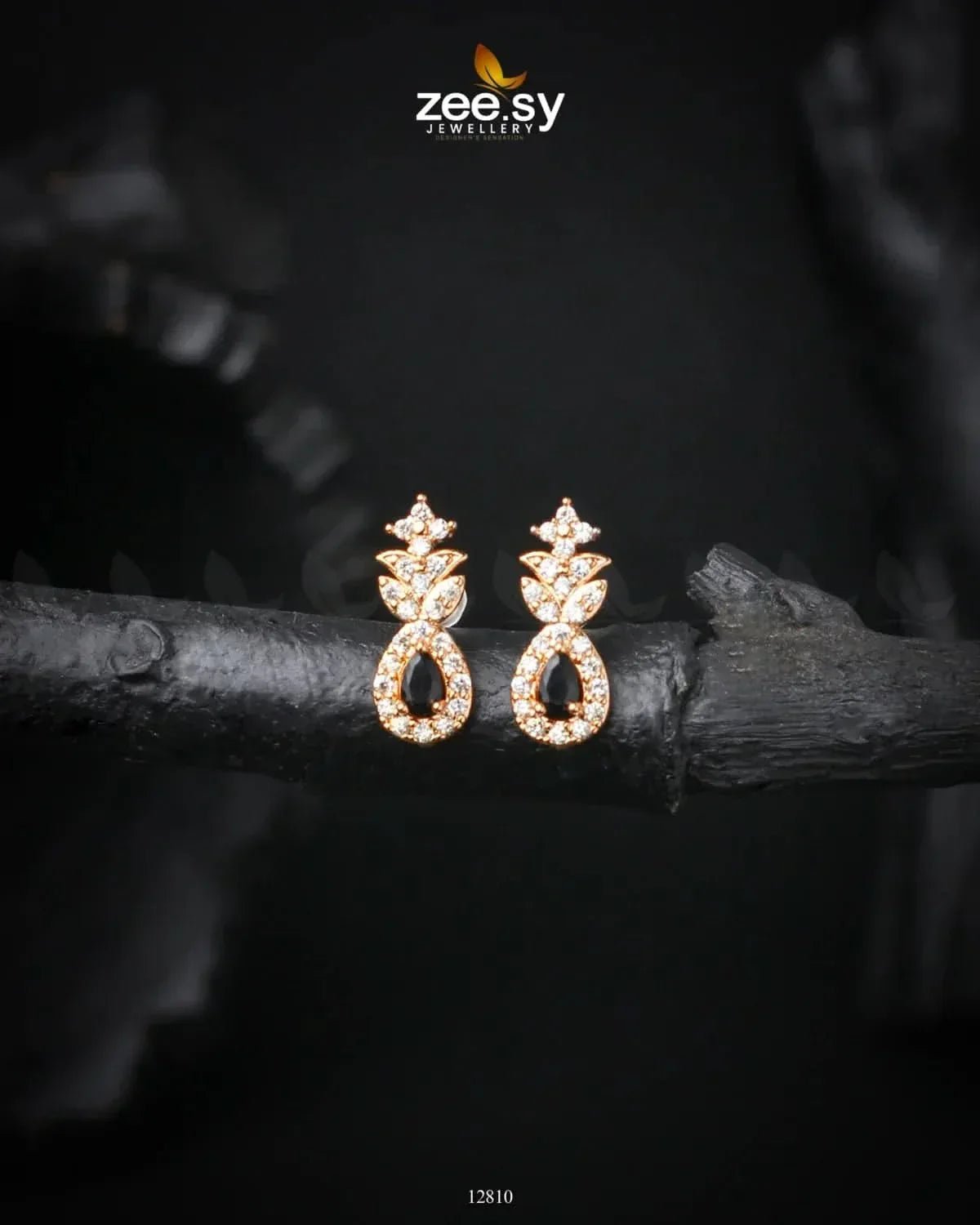 Diana's Earrings Golden Black Earrings - Zeesy Jewellery Pakistan | Premium Artificial & Imitation Jewellery