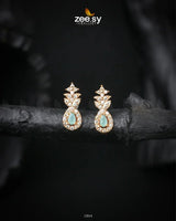 Diana's Earrings Golden Mint Green Earrings - Zeesy Jewellery Pakistan | Premium Artificial & Imitation Jewellery