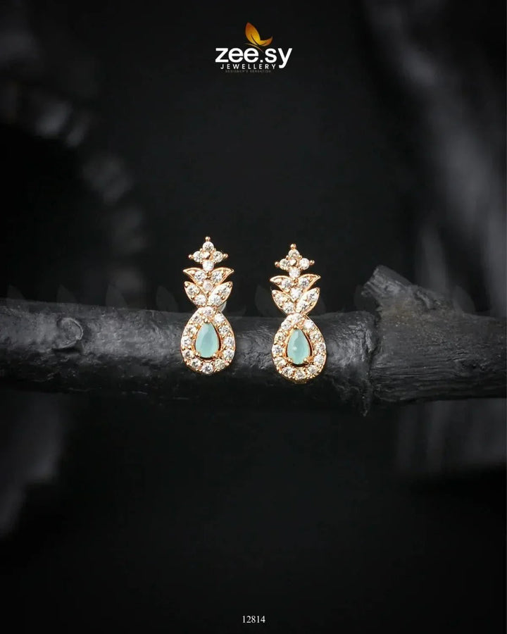 Diana's Earrings Golden Mint Green Earrings - Zeesy Jewellery Pakistan | Premium Artificial & Imitation Jewellery