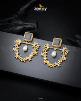 Florenza Earrings Golden Black Earrings - Zeesy Jewellery Pakistan | Premium Artificial & Imitation Jewellery