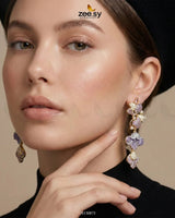 Golden Flower Dangler Cluster Earrings Earrings - Zeesy Jewellery Pakistan | Premium Artificial & Imitation Jewellery