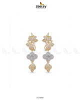 Golden Flower Dangler Cluster Earrings Golden White Earrings - Zeesy Jewellery Pakistan | Premium Artificial & Imitation Jewellery