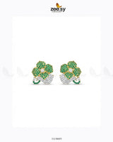 Golden Sapphires Floral Crystal Earrings Golden Green Earrings - Zeesy Jewellery Pakistan | Premium Artificial & Imitation Jewellery