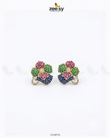 Golden Sapphires Floral Crystal Earrings Golden Multi Earrings - Zeesy Jewellery Pakistan | Premium Artificial & Imitation Jewellery