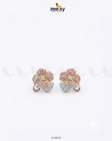 Golden Sapphires Floral Crystal Earrings Golden Mint Pink Earrings - Zeesy Jewellery Pakistan | Premium Artificial & Imitation Jewellery