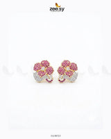 Golden Sapphires Floral Crystal Earrings Golden Ruby Earrings - Zeesy Jewellery Pakistan | Premium Artificial & Imitation Jewellery
