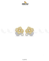 Golden Sapphires Floral Crystal Earrings Golden white Earrings - Zeesy Jewellery Pakistan | Premium Artificial & Imitation Jewellery