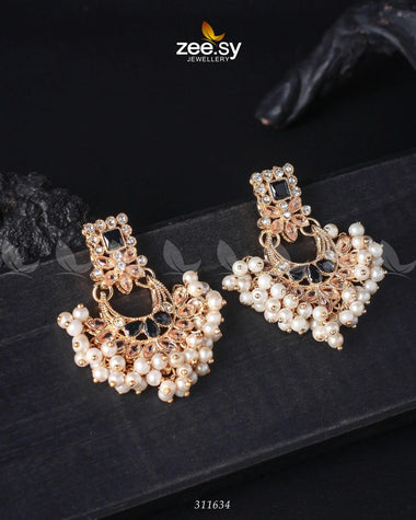Lily Earrings Golden Black Earrings - Zeesy Jewellery Pakistan | Premium Artificial & Imitation Jewellery