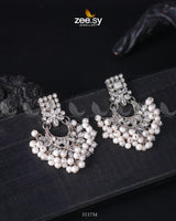 Lily Earrings Sliver White Earrings - Zeesy Jewellery Pakistan | Premium Artificial & Imitation Jewellery