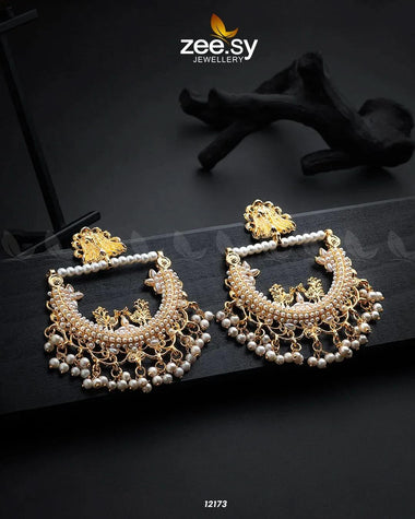 Reverie Earrings Golden White Earrings - Zeesy Jewellery Pakistan | Premium Artificial & Imitation Jewellery