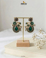 Emerald Baroque Pearl Earrings Multicolor Earrings - Zeesy Jewellery Pakistan | Premium Artificial & Imitation Jewellery