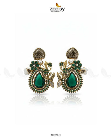 Emerald Baroque Pearl Earrings Green Earrings - Zeesy Jewellery Pakistan | Premium Artificial & Imitation Jewellery