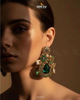 Emerald Baroque Pearl Earrings Earrings - Zeesy Jewellery Pakistan | Premium Artificial & Imitation Jewellery