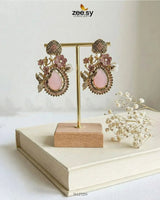Emerald Baroque Pearl Earrings Mint Pink Earrings - Zeesy Jewellery Pakistan | Premium Artificial & Imitation Jewellery