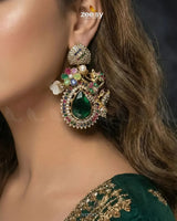 Emerald Baroque Pearl Earrings Earrings - Zeesy Jewellery Pakistan | Premium Artificial & Imitation Jewellery