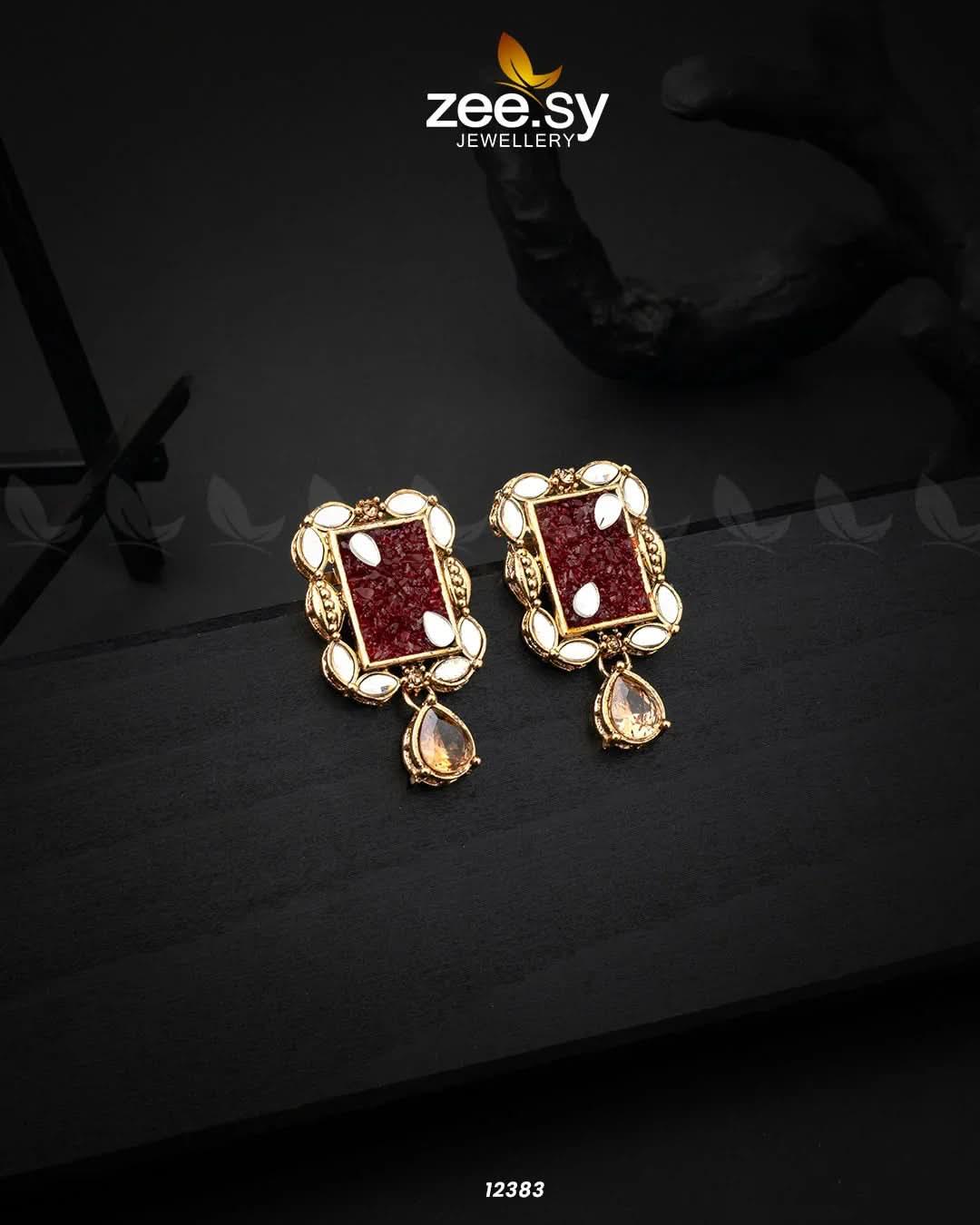 Ethereal Earrings Maroon Earrings - Zeesy Jewellery Pakistan | Premium Artificial & Imitation Jewellery