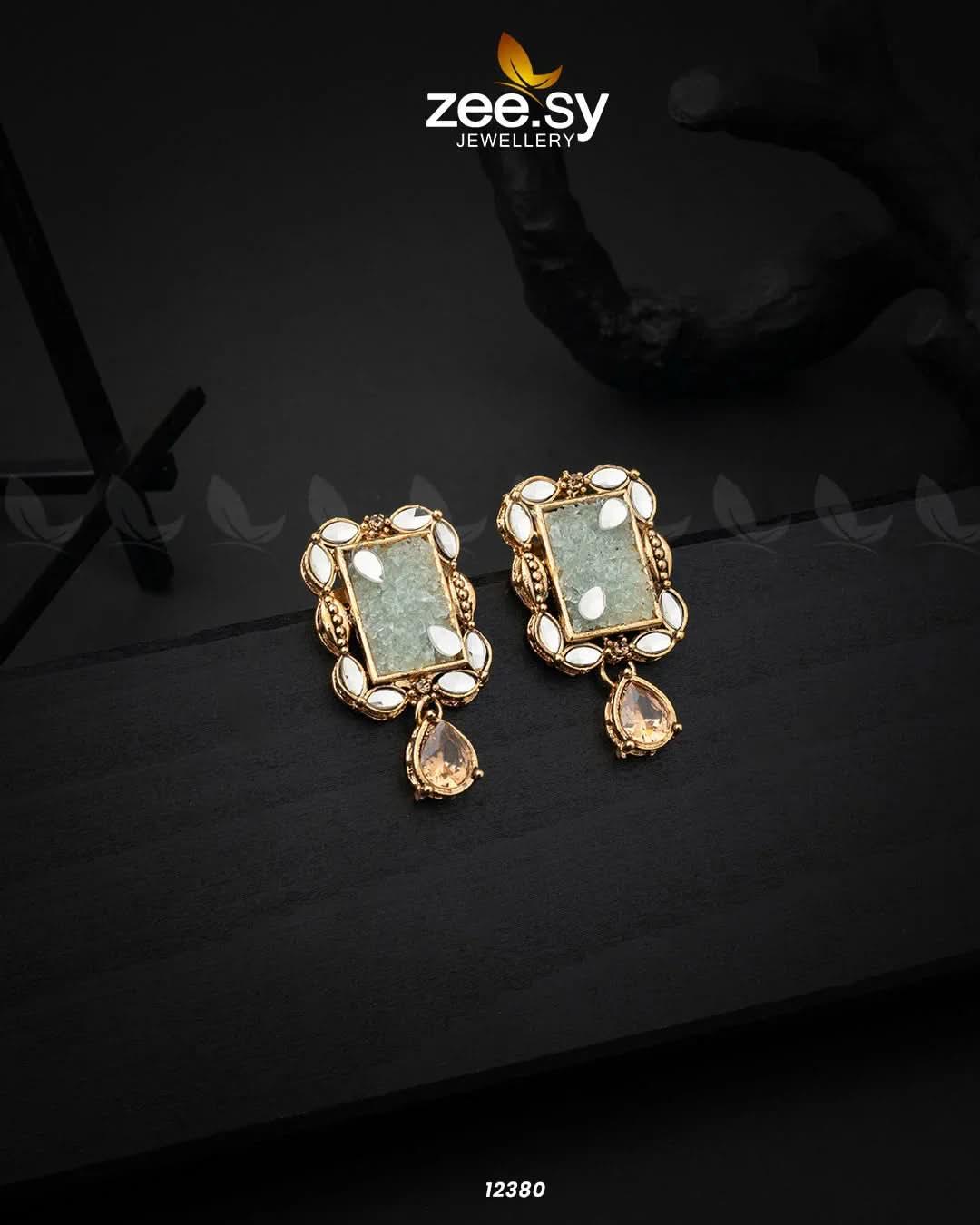 Ethereal Earrings Mint Green Earrings - Zeesy Jewellery Pakistan | Premium Artificial & Imitation Jewellery