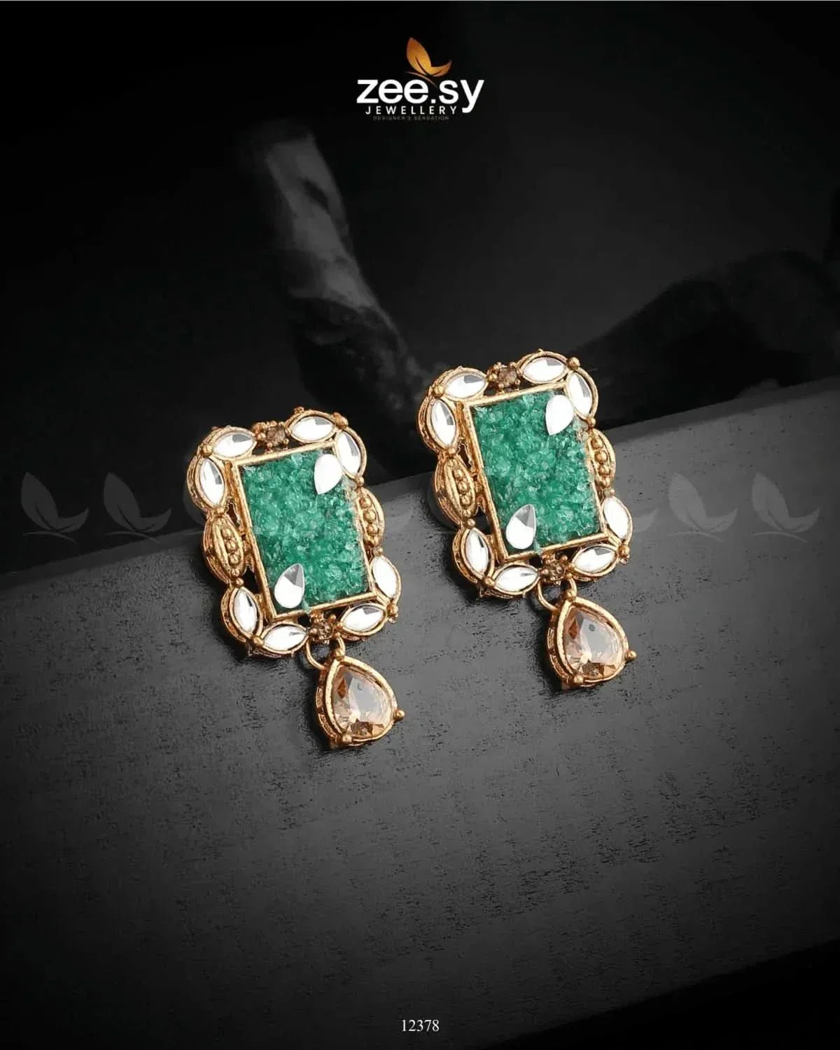 Ethereal Earrings Green Earrings - Zeesy Jewellery Pakistan | Premium Artificial & Imitation Jewellery