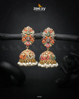 Navratna Elegance Earrings Champagne Earrings - Zeesy Jewellery Pakistan | Premium Artificial & Imitation Jewellery
