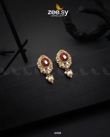 Quartz Earrings Red Earrings - Zeesy Jewellery Pakistan | Premium Artificial & Imitation Jewellery