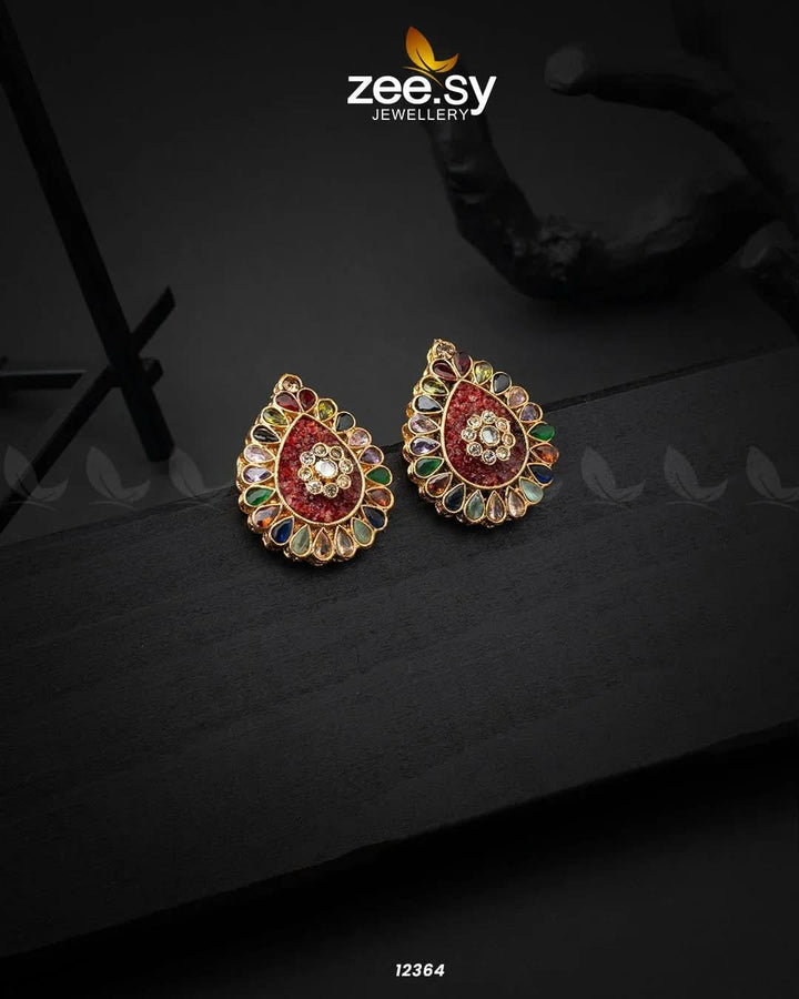Slate Crush Earrings Red Earrings - Zeesy Jewellery Pakistan | Premium Artificial & Imitation Jewellery