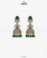 Victorian Jhumka Uncut Stone Earrings Green Earrings - Zeesy Jewellery Pakistan | Premium Artificial & Imitation Jewellery