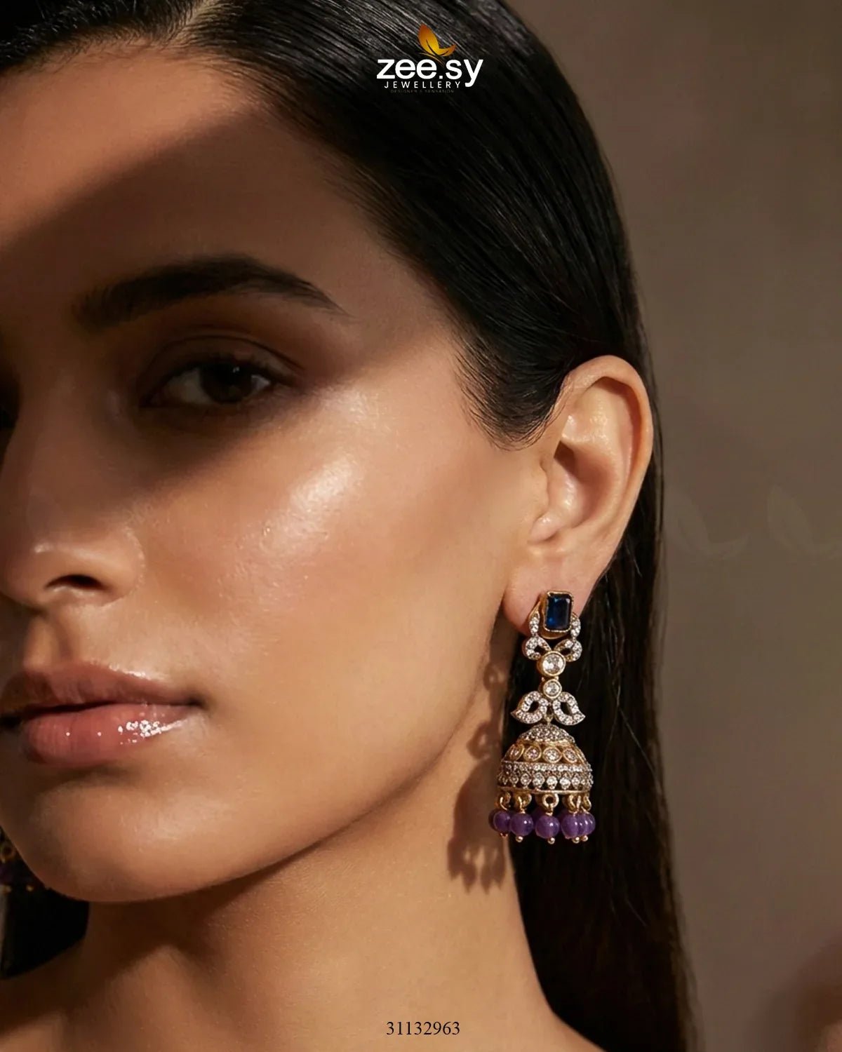 Victorian Jhumka Uncut Stone Earrings Earrings - Zeesy Jewellery Pakistan | Premium Artificial & Imitation Jewellery