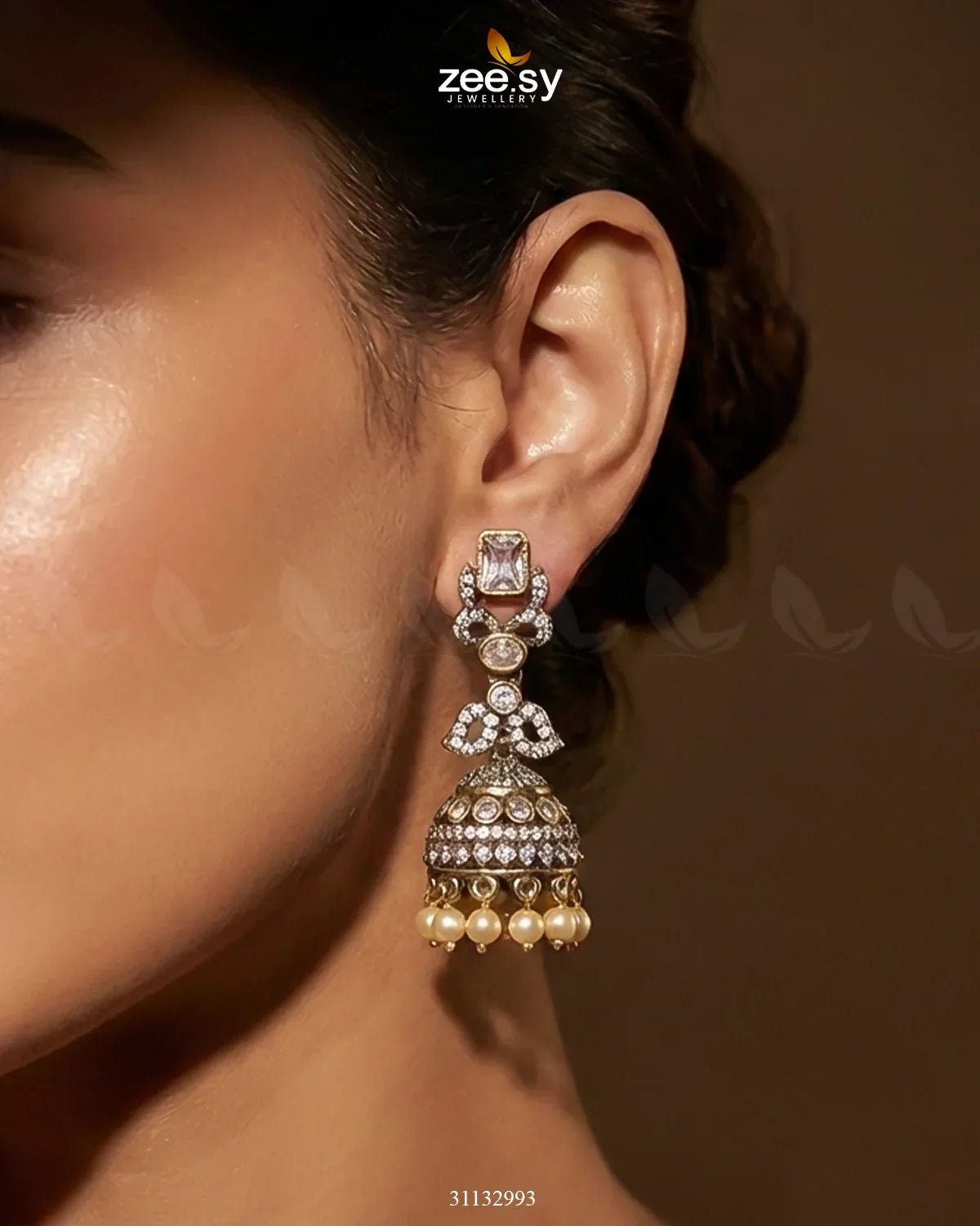 Victorian Jhumka Uncut Stone Earrings Earrings - Zeesy Jewellery Pakistan | Premium Artificial & Imitation Jewellery