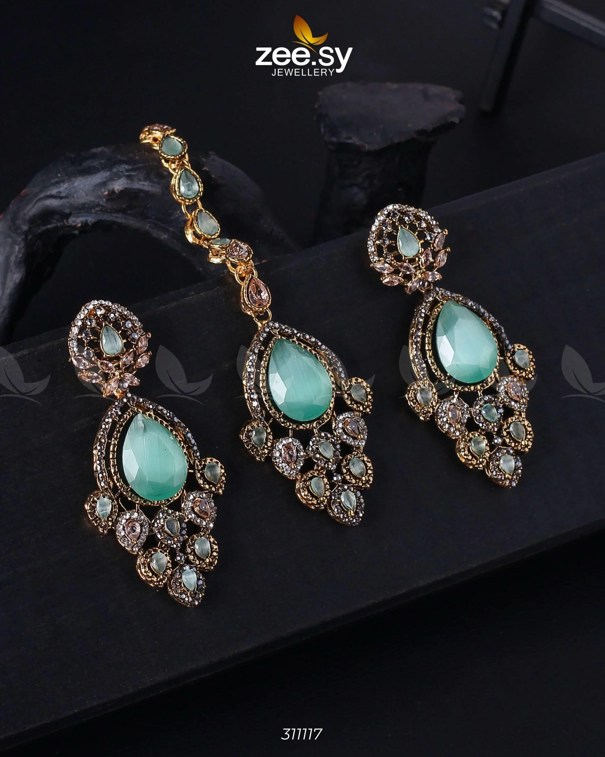 Dangle Earrings Mint Green Earrings - Zeesy Jewellery Pakistan | Premium Artificial & Imitation Jewellery