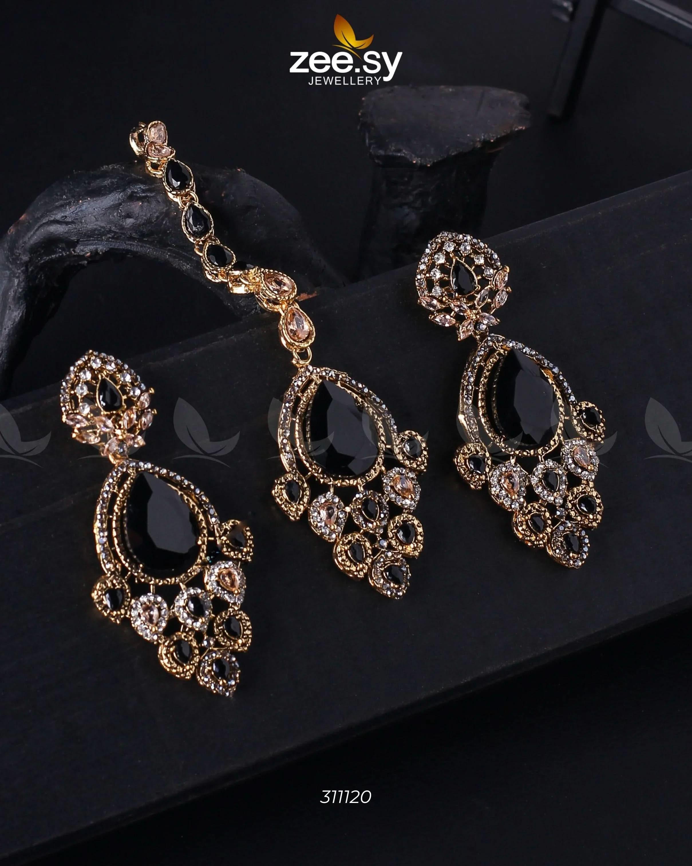 Dangle Earrings Golden Black Earrings - Zeesy Jewellery Pakistan | Premium Artificial & Imitation Jewellery
