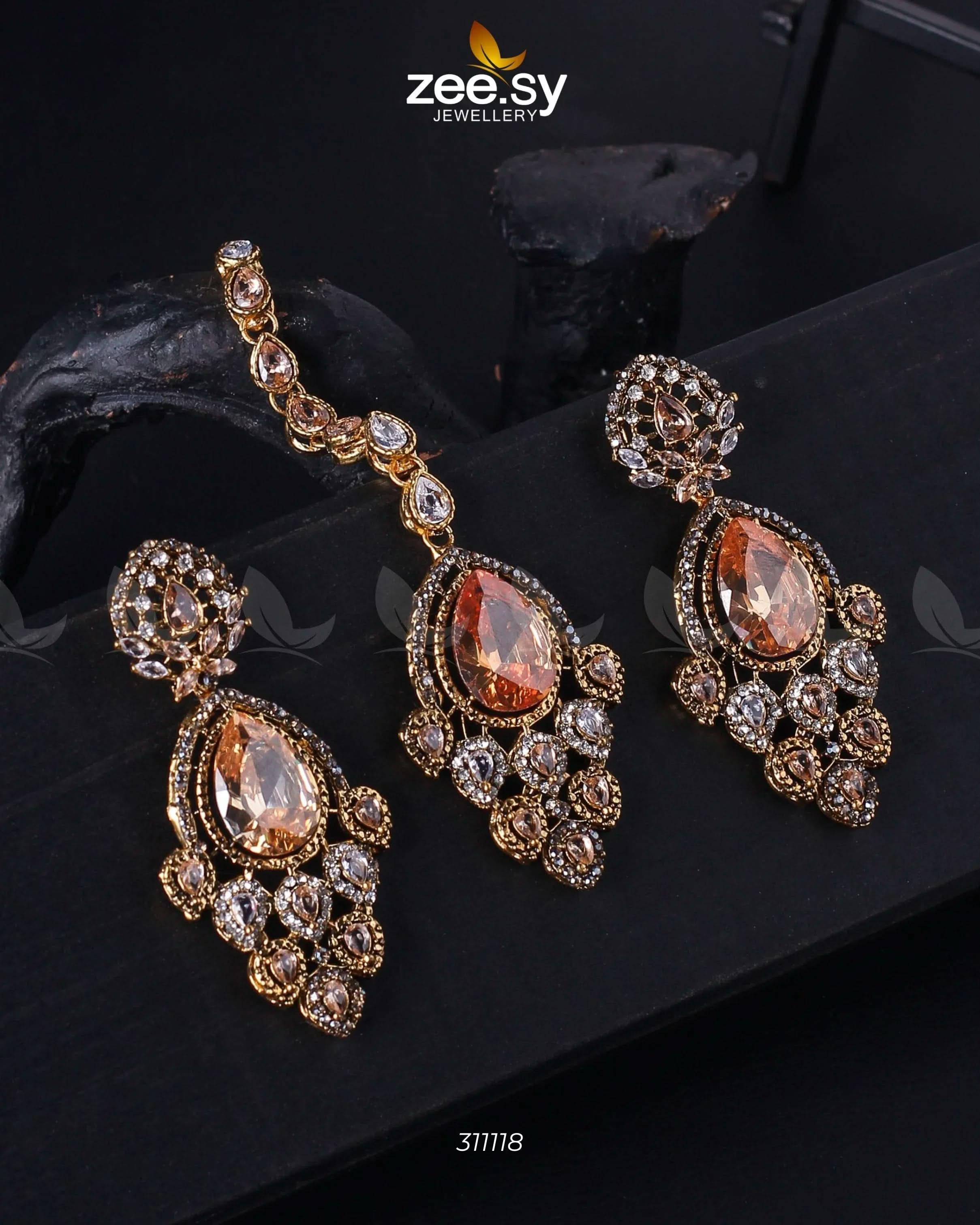 Dangle Earrings Golden Champagne Earrings - Zeesy Jewellery Pakistan | Premium Artificial & Imitation Jewellery