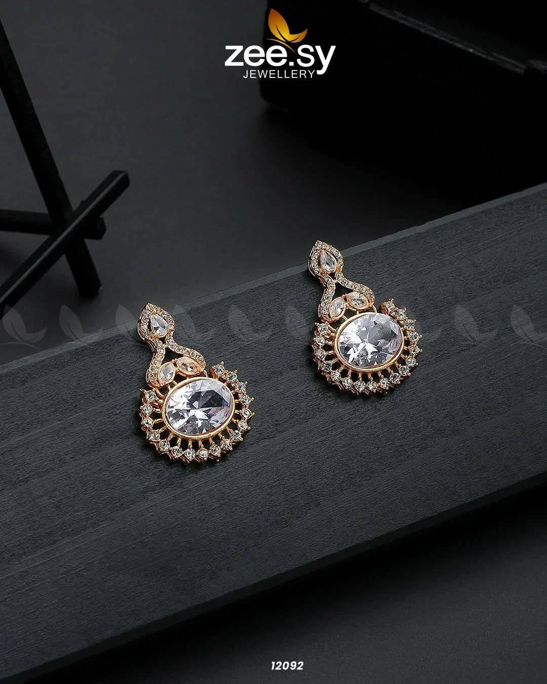 Golden Aaina-e-Dil Earrings - Zeesy.pk